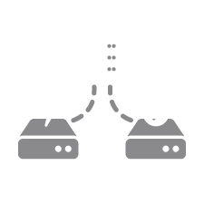 illustration of a cloud storage solution connected to one failed drive icon and one restored drive icon with a restoration line art in the middle