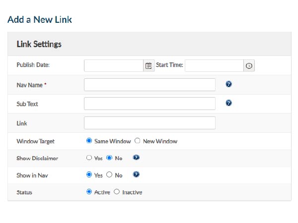 screen shot of our pagebuilder CMS link editor